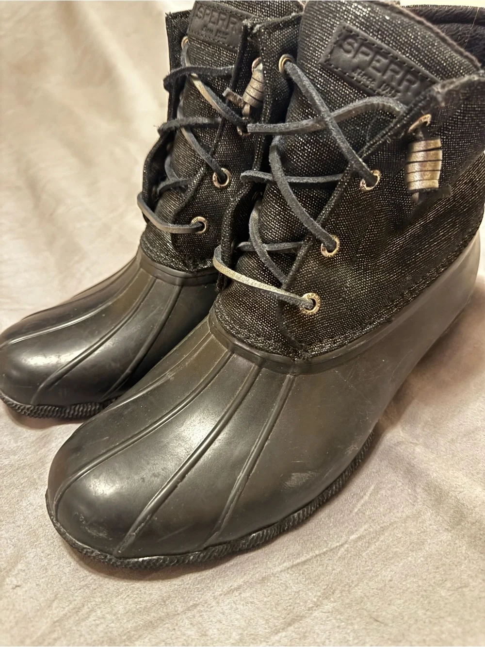 Sperry Black Duck Boots Ankle Booties - Picture 5 of 7